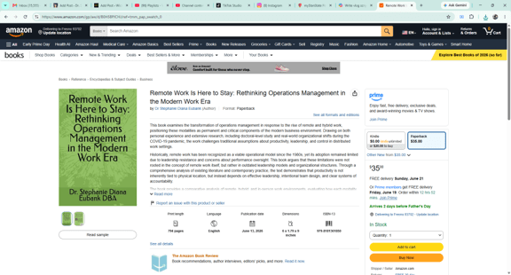Be sure to check out my first textbook on Operations Management. The book is titled "Remote Work Is Here to Stay: Rethinking Operations Management in the Modern Work Era." You can purchase the textbook on Amazon at the link below. https://www.amazon.com/gp/aw/d/B0H5BPJCHJ/ref=tmm_pap_swatch_0